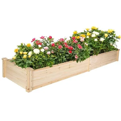 Raised Garden Bed (93 in x 23.6 in x 9 in) Wooden Planter Box 2 Separate Planting Space